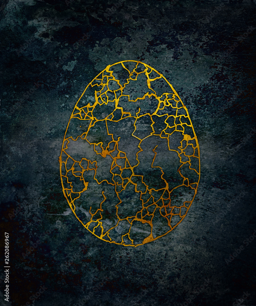 easter egg on the grunge background metal texture
