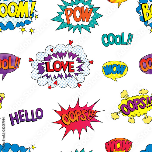 seamless pattern with speech bubbles with different emotions