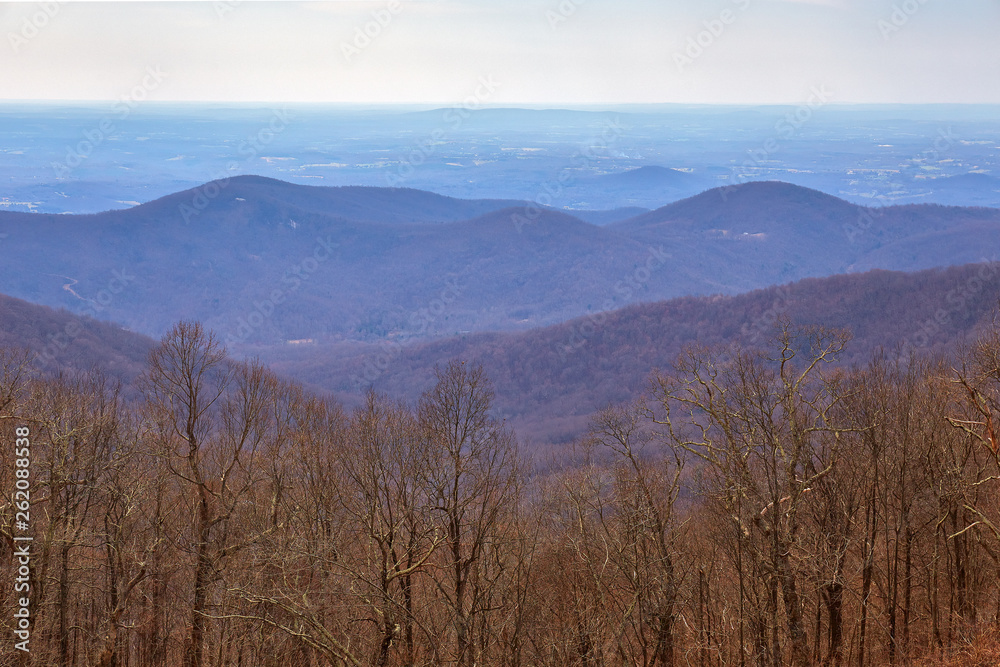 Scenic view from the Apple Orchard Mountain overlook located along the Blue Ridge Parkway north of Roanoke, Virginia