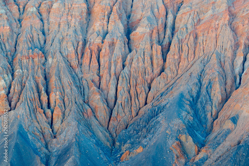 Beautiful colors and eroded formations in the Ubehebe Crater in Death Valley National Park in winter. The crater is known as 
