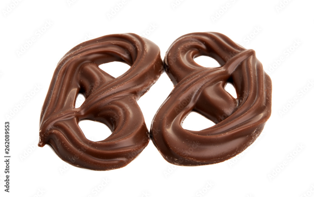 chocolate pretzels isolated chocolate pretzels isolated
