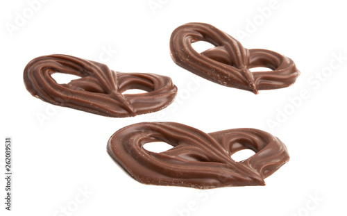 chocolate pretzels isolated