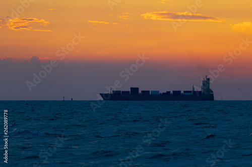 Large container ship at sea