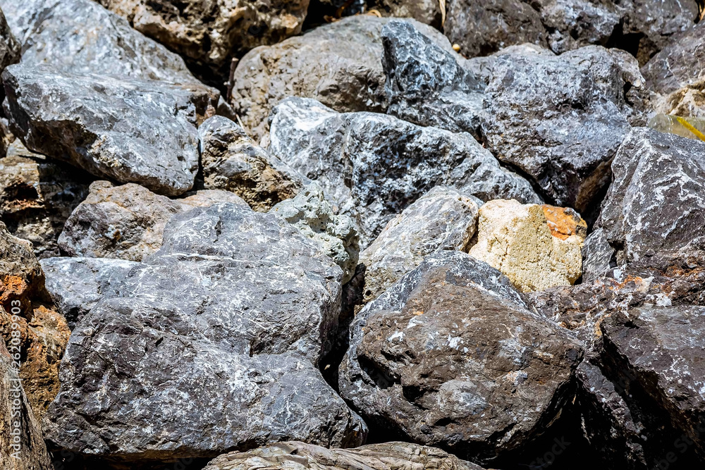 Texture. Gray Big stones. Close up of rocks on the beach Texture. Gray Big stones. Close up of rocks on the beach
