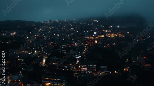 Wallpaper Mural 4k Aerial drone footage - Famous town of Jiufen, Taiwan at night Torontodigital.ca