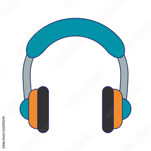 Music heaphones device isolated blue lines