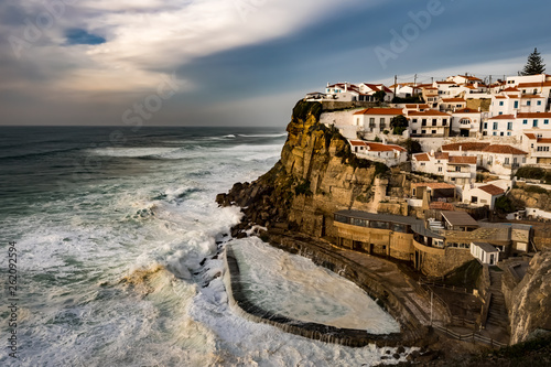  Sunset view of the village Azenhas do Mar, Portugal townscape on the coast