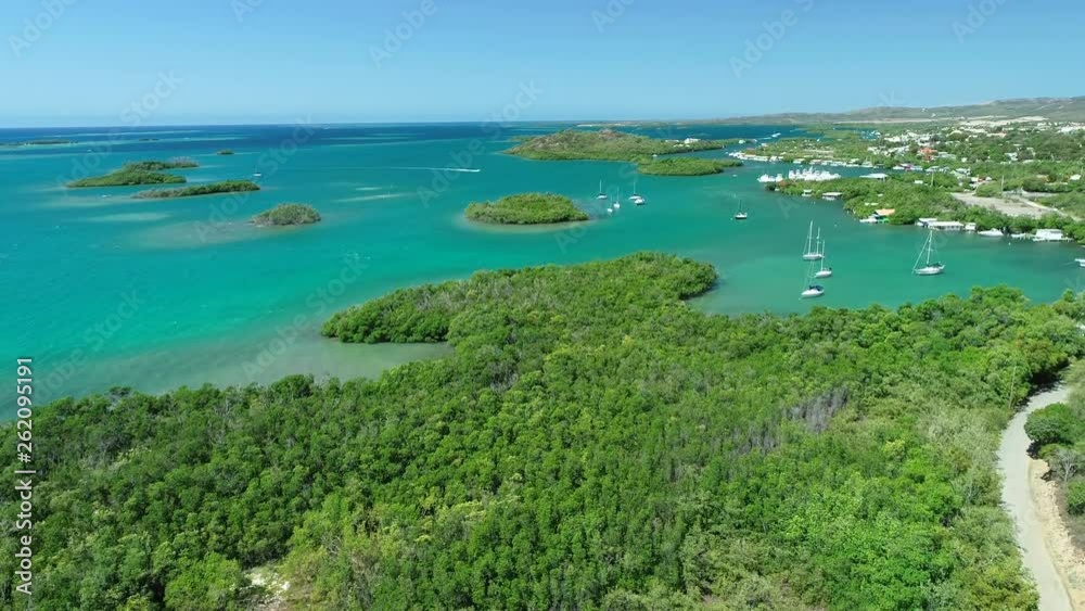 Aerial view of beautiful Puerto Rico coast and Caribbean sea Aerial view of beautiful Puerto Rico coast and Caribbean sea