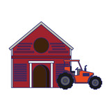 Farm and tractor vehicle isolated blue lines
