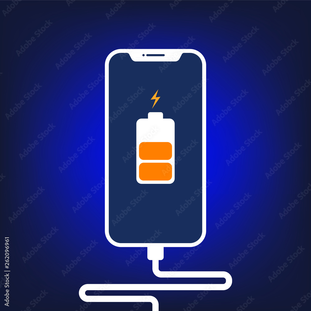 Mobile smartphones charging with USB connection. Flat style. Vector illustration EPS 10 Mobile smartphones charging with USB connection. Flat style. Vector illustration EPS 10