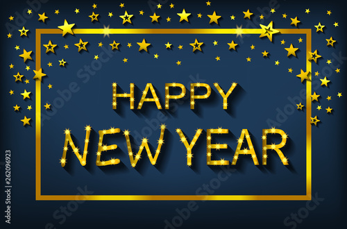 Happy New Year - greeting card, flyer, invitation - vector