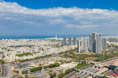 Tel Aviv Skyline Aerial View,  Tel Aviv Cityscape  At Day, Israel