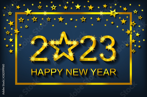 Happy New Year 2023 - greeting card, flyer, invitation - vector