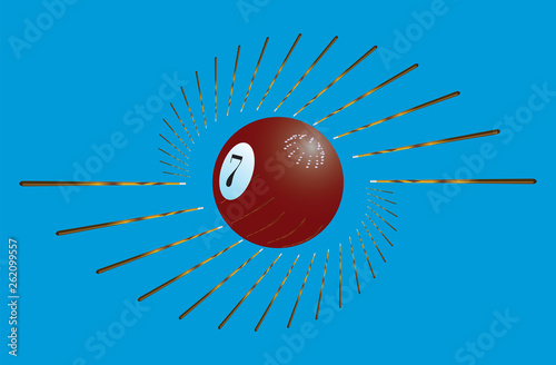 Billiard cue and ball