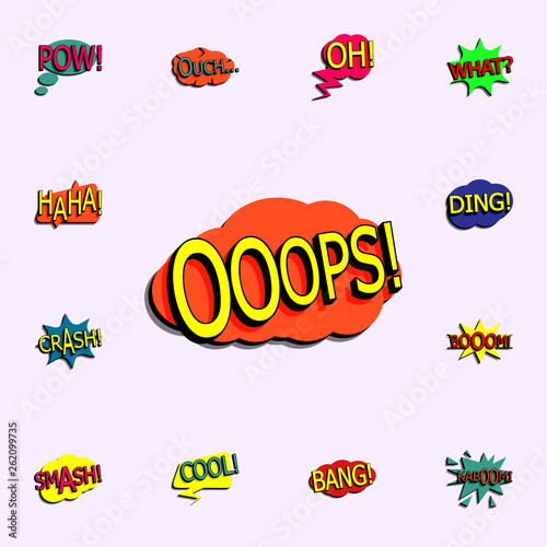 Comic speech bubble with expression text ooops icon. comic icons universal set for web and mobile