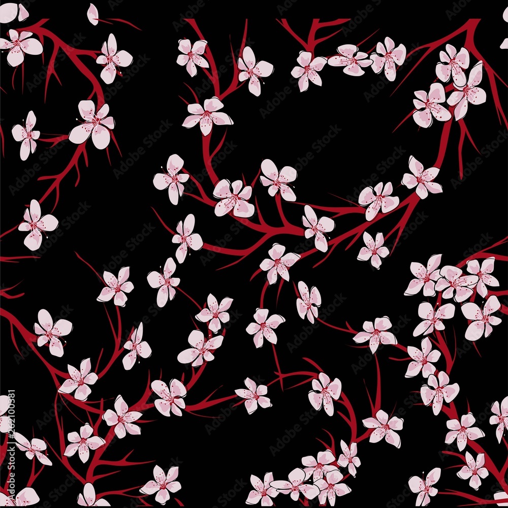 Obraz premium Seamless sakura branch vector illustration eps 10.