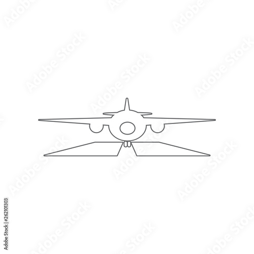 Airplane on Runway icon. Element of Airport for mobile concept and web apps icon. Outline, thin line icon for website design and development, app development photo