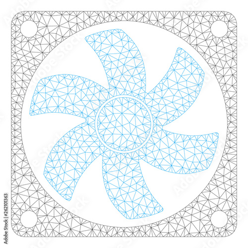 Mesh air conditioner polygonal icon illustration. Abstract mesh lines and dots form triangular air conditioner. Wire frame 2D polygonal line network in vector format isolated on a white background.