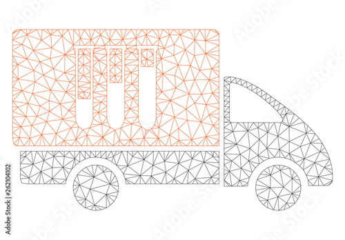 Mesh analysis delivery polygonal 2d illustration. Abstract mesh lines and dots form triangular analysis delivery. Wire frame 2D polygonal line network in vector format isolated on a white background.