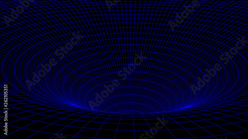 Abstract tunnel. Vector wormhole. 3D corridor mesh.