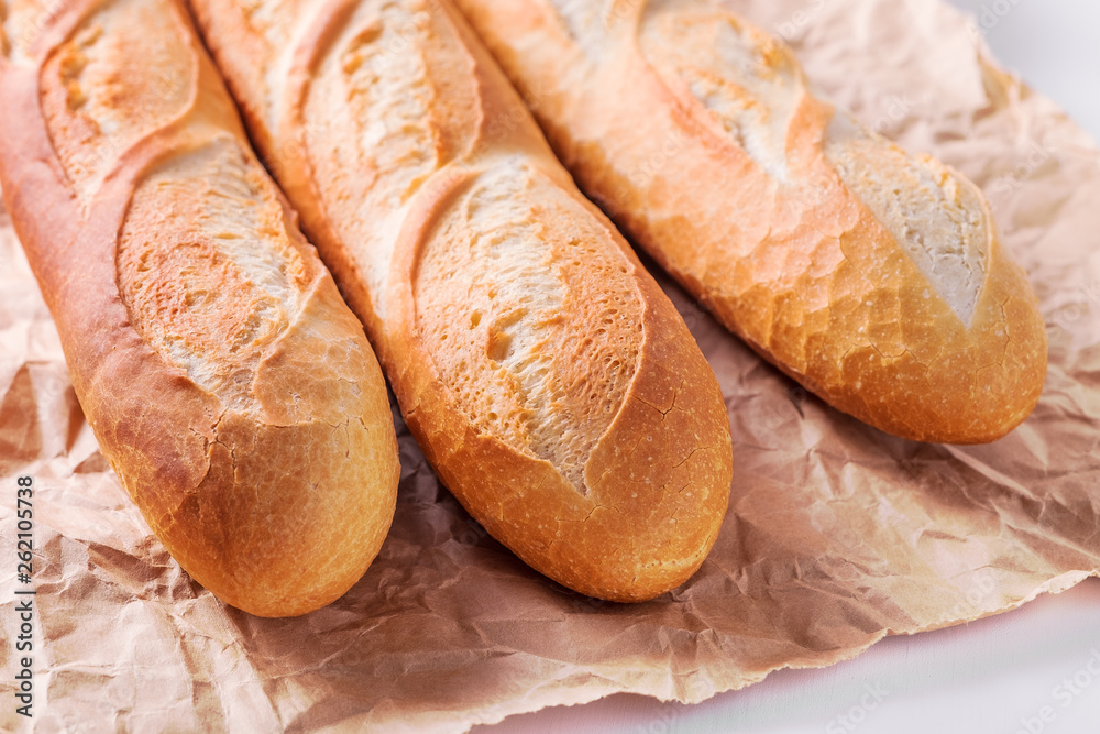 Freshly baked French baguettes