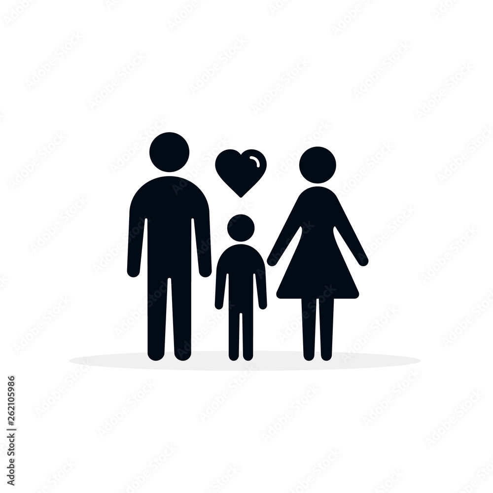 Family with heart icon, Vector isolated illustration Family with heart icon, Vector isolated illustration