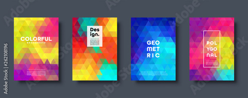 Triangle polygonal abstract background. Colorful gradient design. Low poly shape banner. Vector illustration.