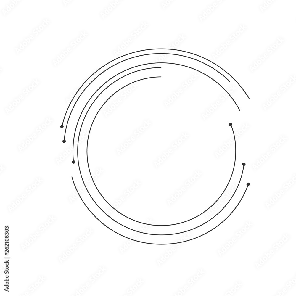 Futuristic Lines in Circle Form . Spiral Illustration .Technology round Logo  . Design element . Abstract Geometric shape . Middle space for your text.  Vector illustration isolated on white background. Stock Vector | Adobe Stock