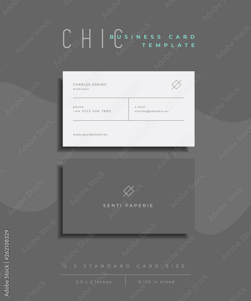 Chic Business Card Template, U.S. Size Chic Business Card Template, U.S. Size