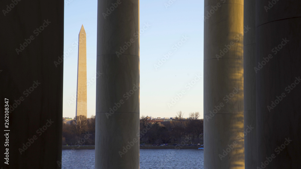 The Washington Monument Through the Pillars of the Jefferson Memorial