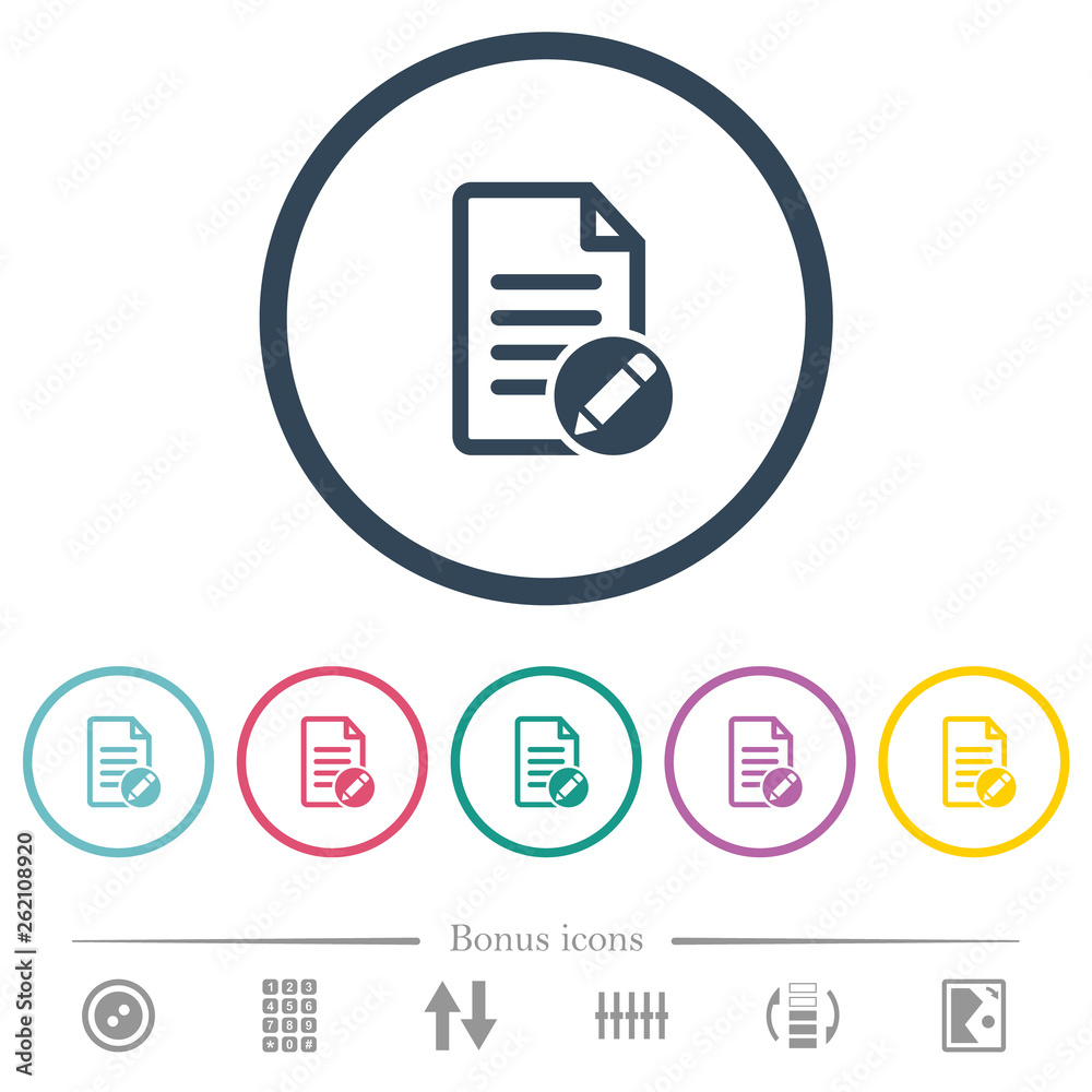 Rename document flat color icons in round outlines