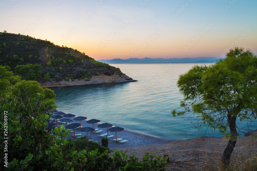 Beautiful beach on idyllic Spetses Island