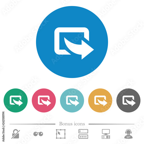 Export symbol with bottom right arrow flat round icons