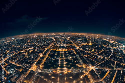 Fotografia amazing night view from french eiffel tower; beautiful skyline of night paris