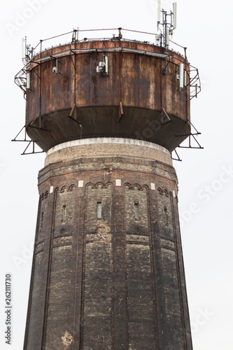 Abandoned old water tower in Budapest, Hungary. Side view.