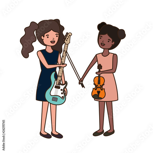 women with musical instruments character