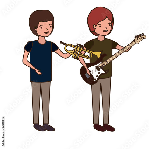 men with musical instruments character