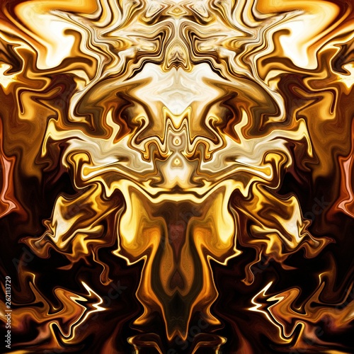 Graphic painting rich design abstraction for wall art decor print as poster or canvas  decoration printed production  commercial ad banners or web using. Golden color background. Liquid gold imitation