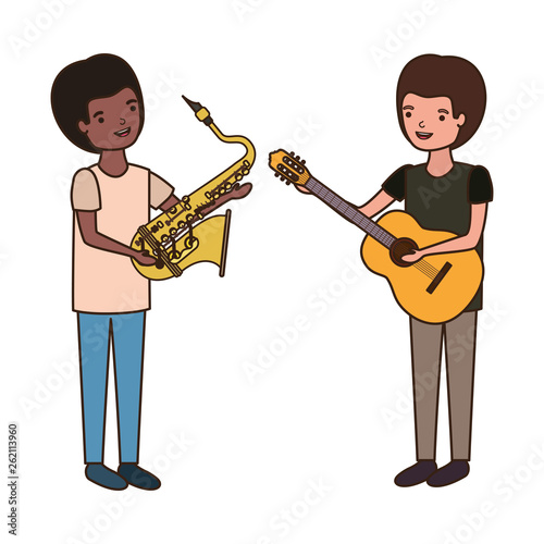 men with musical instruments character