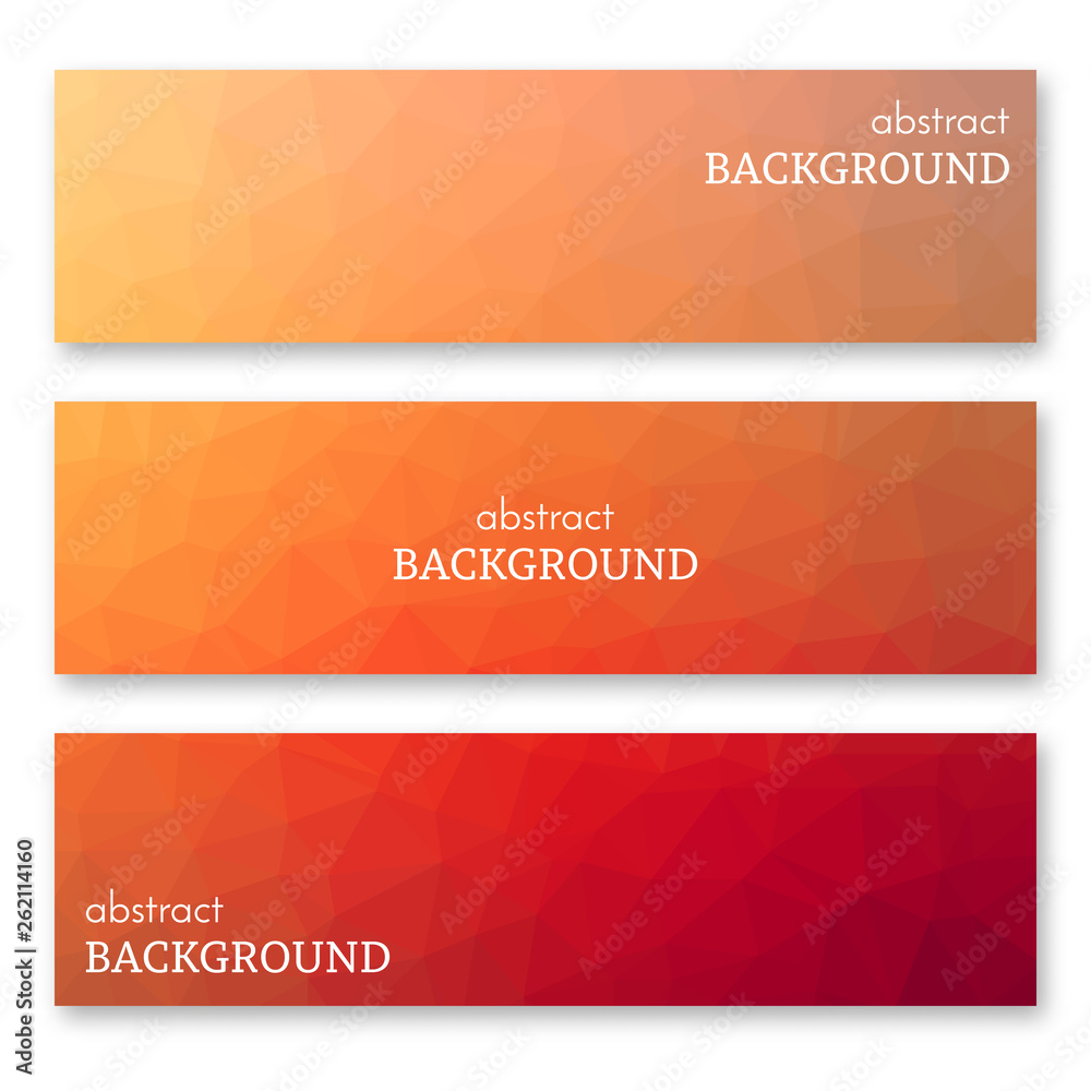 Set of three banners in low poly art style Set of three banners in low poly art style