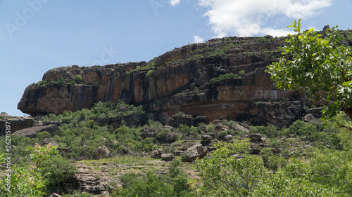 Aboriginal impressive Anbangbang rock  hidden in the middle of spacious Kakadu national park, Australia