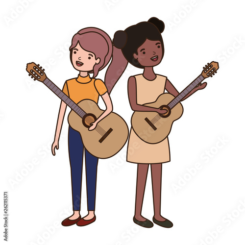 women with musical instruments character