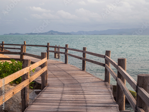 Wooden paths along the sea. Koh Phangan. Thailand.