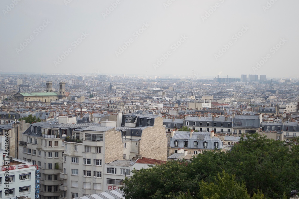 Paris skyline from Montmartre, hazy day