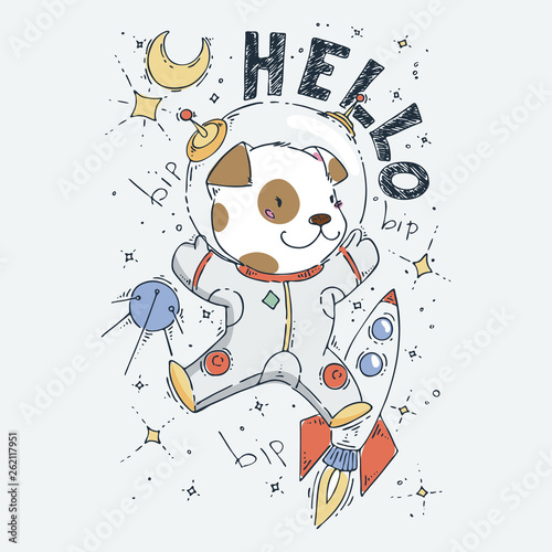 Cute little animal. Cartoon hand drawn vector illustration.
