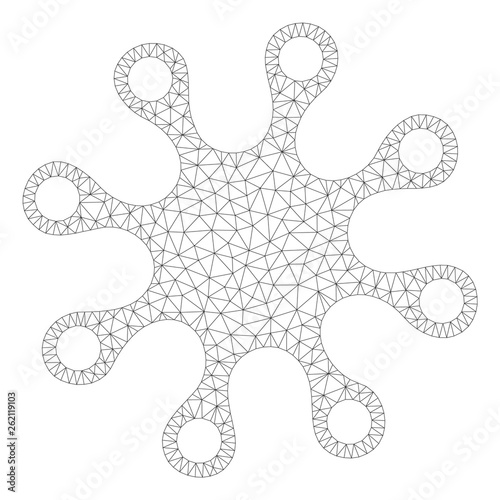 Mesh axenic polygonal icon illustration. Abstract mesh lines and dots form triangular axenic. Wire frame 2D polygonal line network in vector format isolated on a white background.