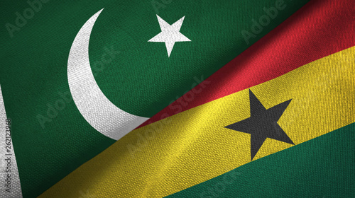 Pakistan and Ghana two flags textile cloth, fabric texture