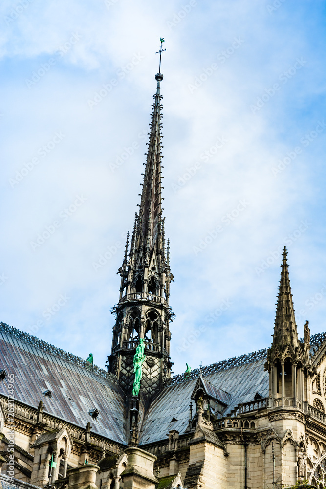 The spire of Cathedral Notre Dame de Paris The spire of Cathedral Notre Dame de Paris