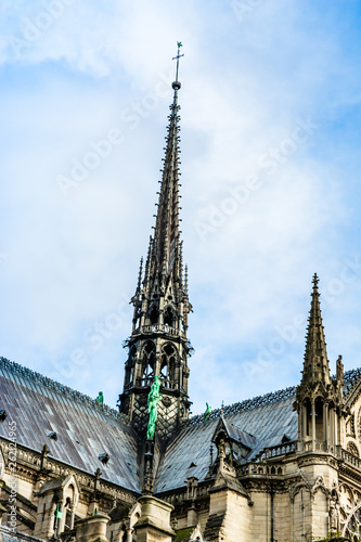 The spire of Cathedral Notre Dame de Paris