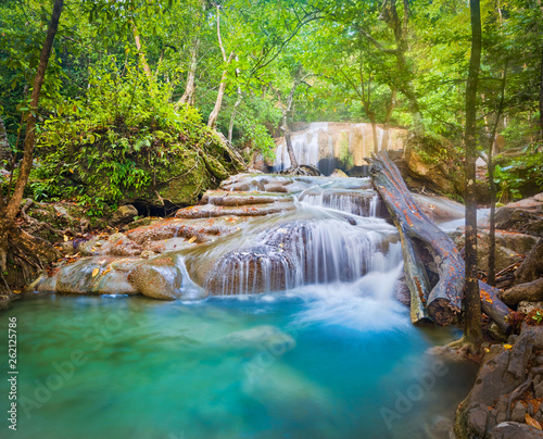 Beautiful waterfall at Erawan national park, Thailand photo